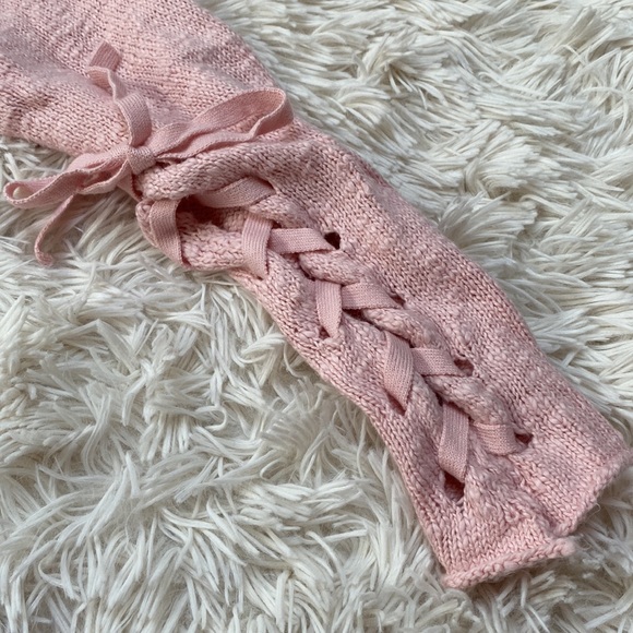 🎉HP🎉 Caslon Lace Up Sleeve Crewneck Sweater 💗 Light Pink - Picture 9 of 16